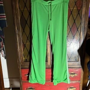 Vintage Y2K Express Bright Green Mesh athletic flare pants with drawstring waist